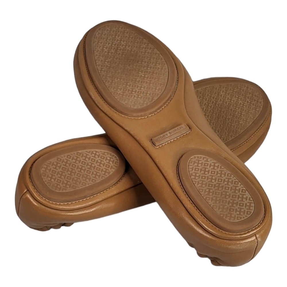 Tory Burch Minnie Royal Tan Leather Travel Ballet Flats‎ Size 8M - Picture 5 of 13